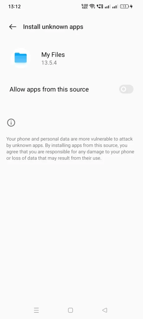 Allow Installation Of Apps From Unknown Sources Setting